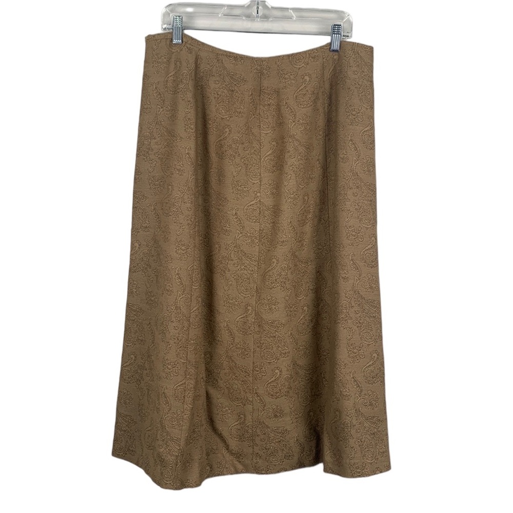 Pendleton 100% Virgin Wool Vintage Tan Print Midi Lined Skirt Size 14W